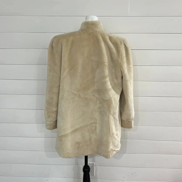 Vintage Dasco Faux fur cream mid length coat jacket mob wife fuzzy women’s small - Picture 5 of 14